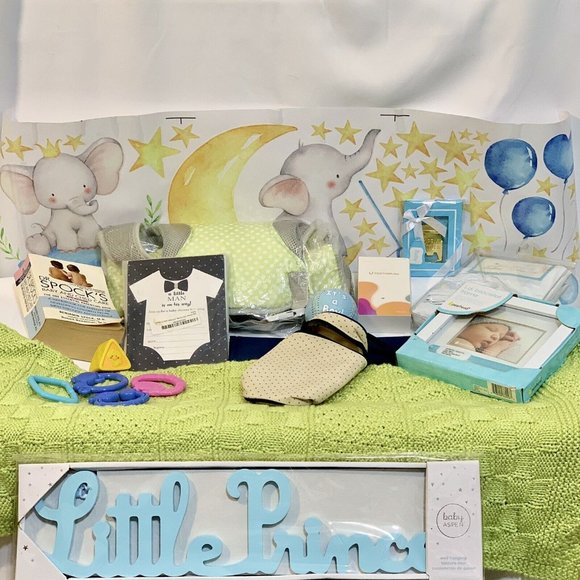 15 Piece Boy Bundle Gift Set Baby Shower Mom 2 Be Goodies Mixed Lot of NWT & GUC - Picture 2 of 12